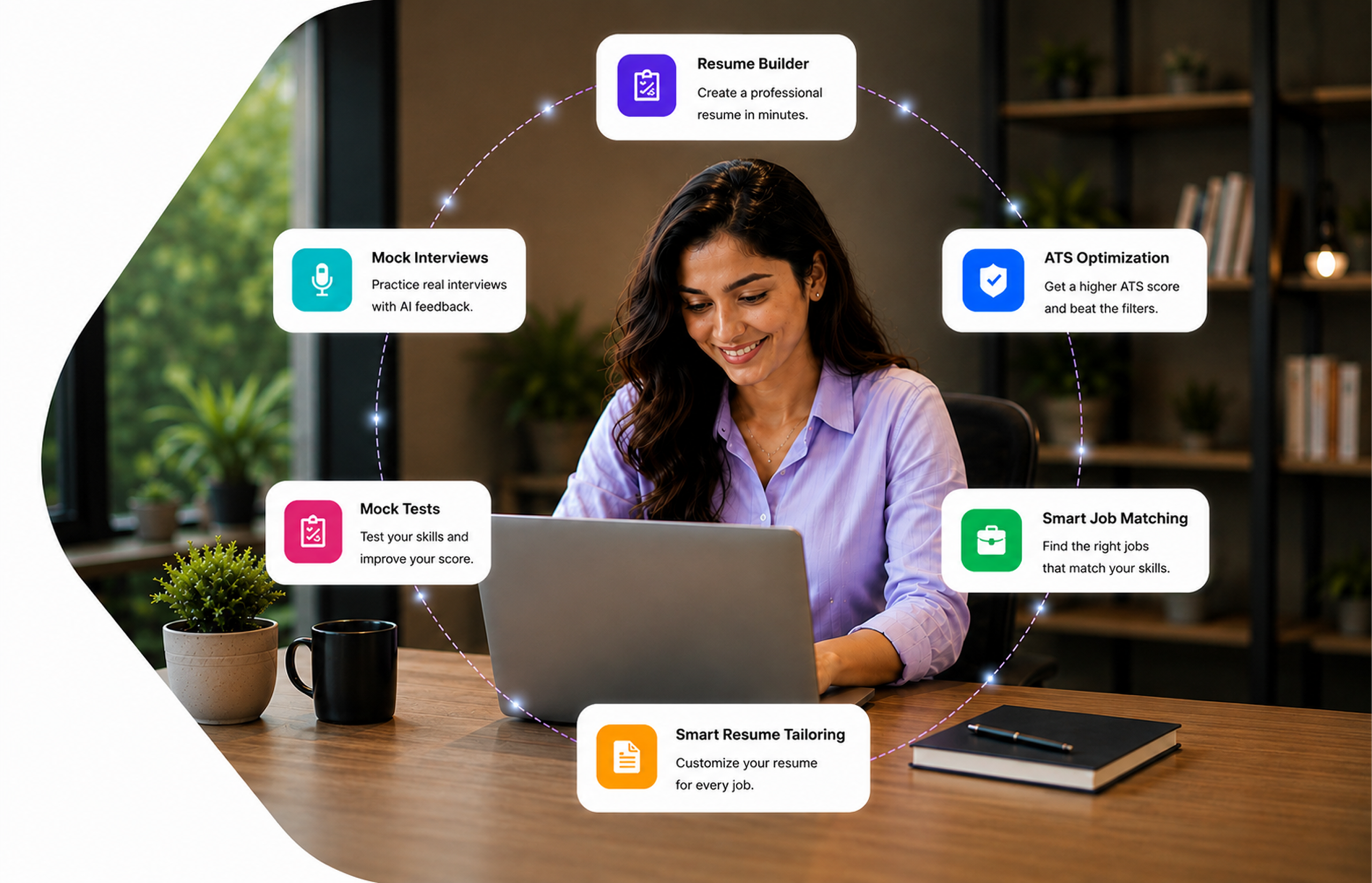 Professional using CareerBot AI career tools on a laptop