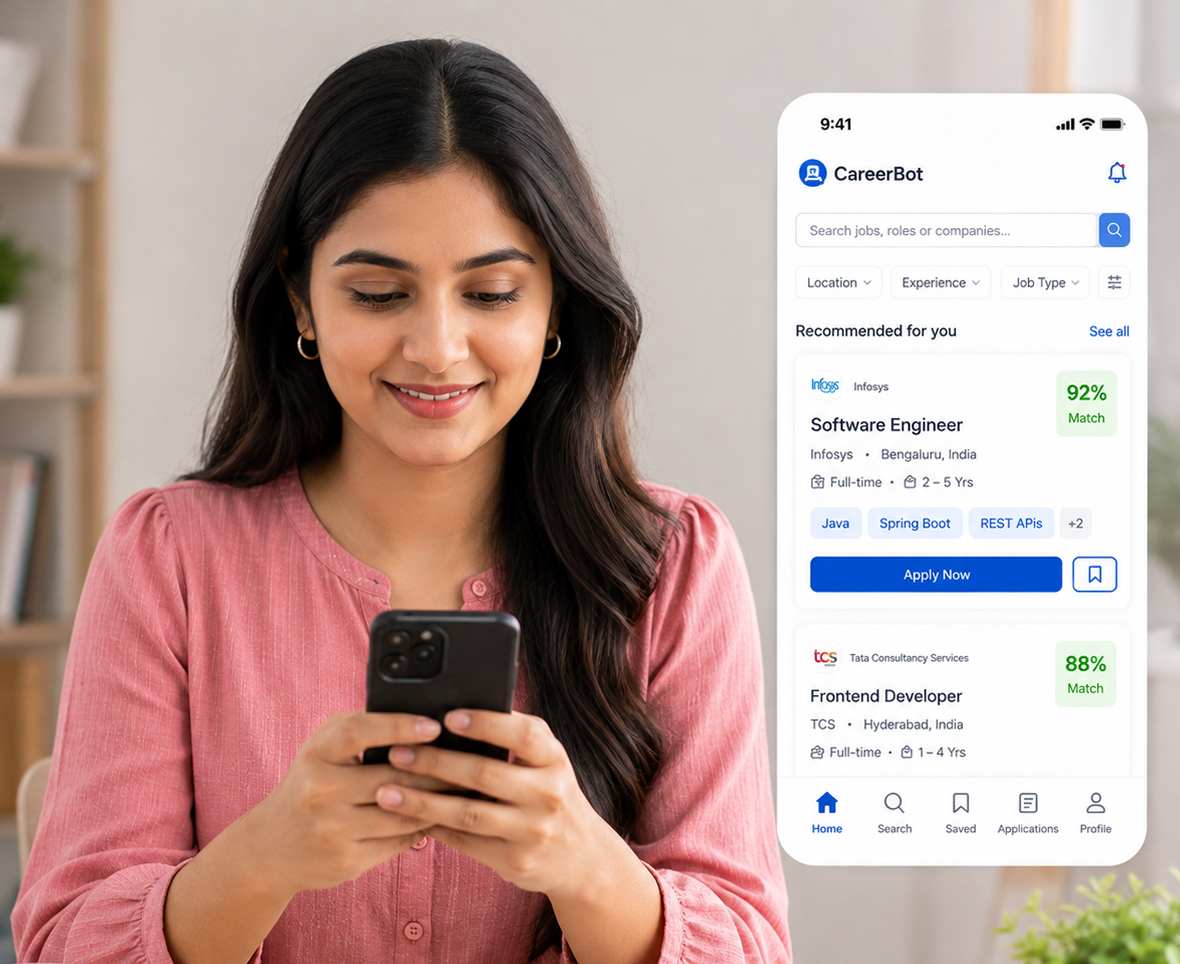 Job seeker discovering CareerBot opportunities