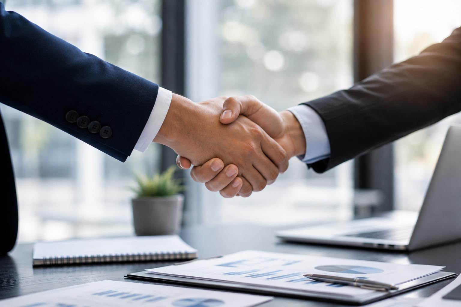 Long-term business partnership handshake