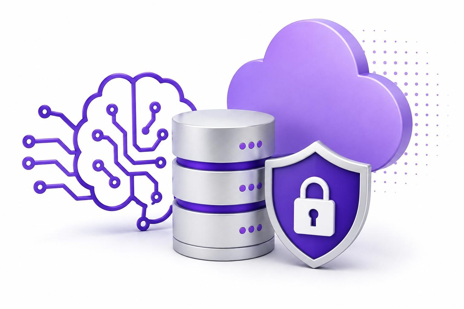 AI data cloud and cybersecurity services illustration