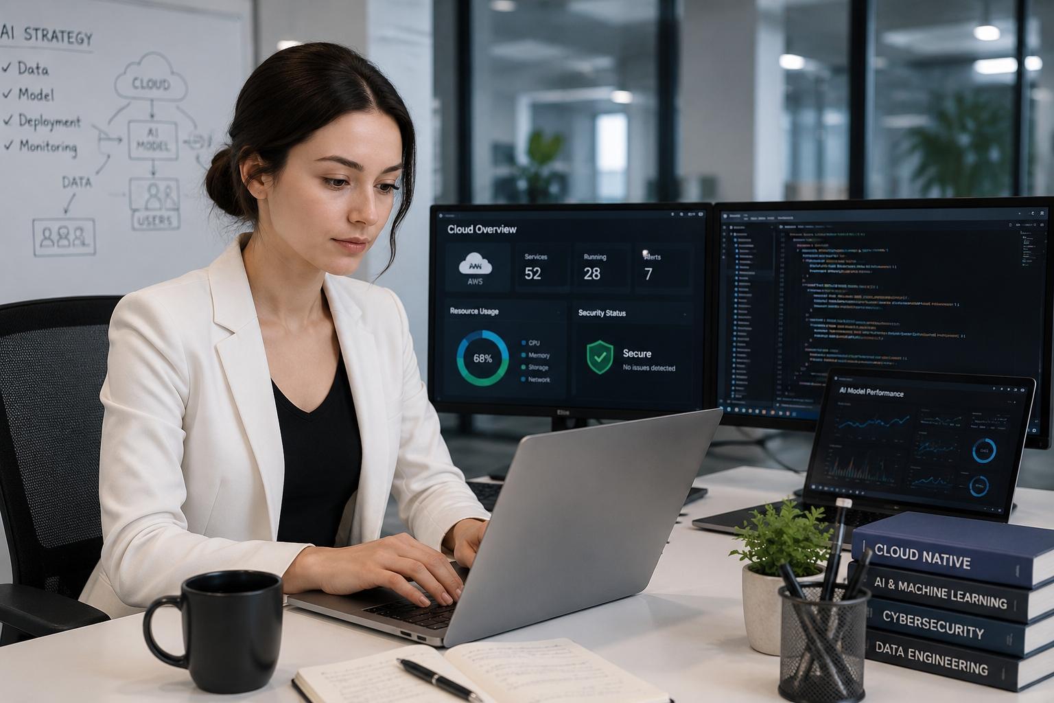 AI cloud and cybersecurity specialist at work