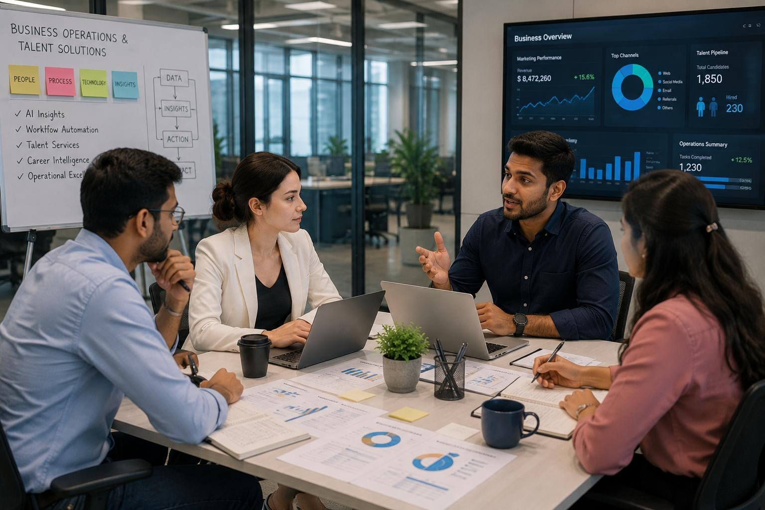 Business operations and talent specialists collaborating