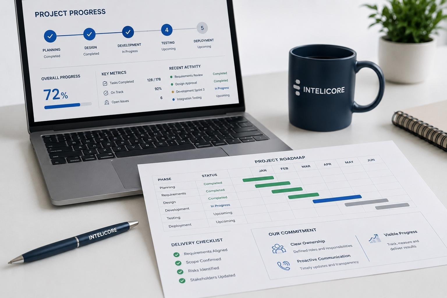 Project progress and accountable delivery dashboard