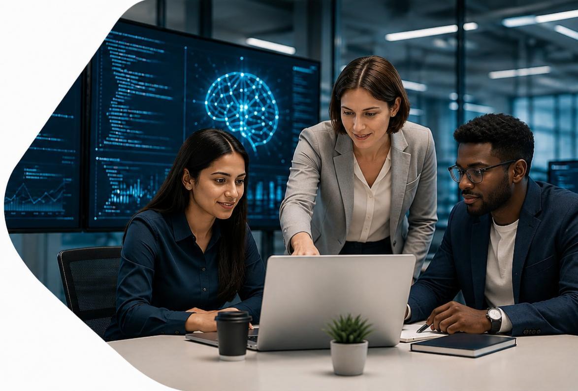Intelicore specialists collaborating on technology and AI solutions