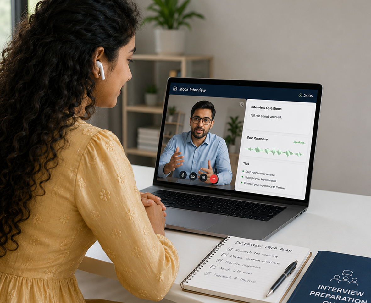 Candidate practicing an AI-powered interview