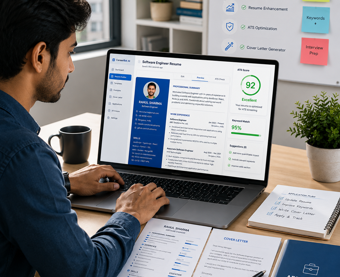 CareerBot resume and application workspace