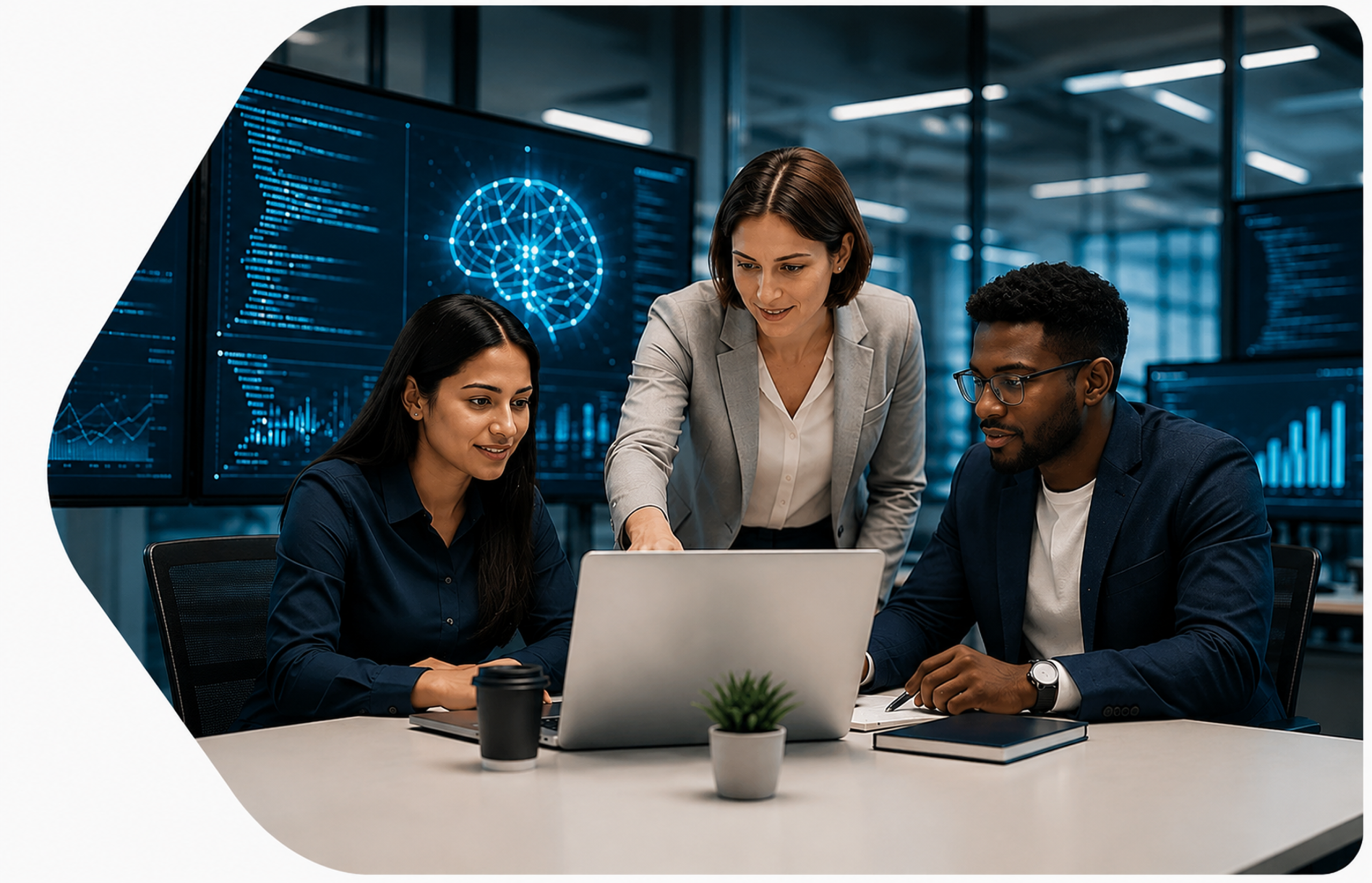 Intelicore specialists collaborating on technology and AI solutions