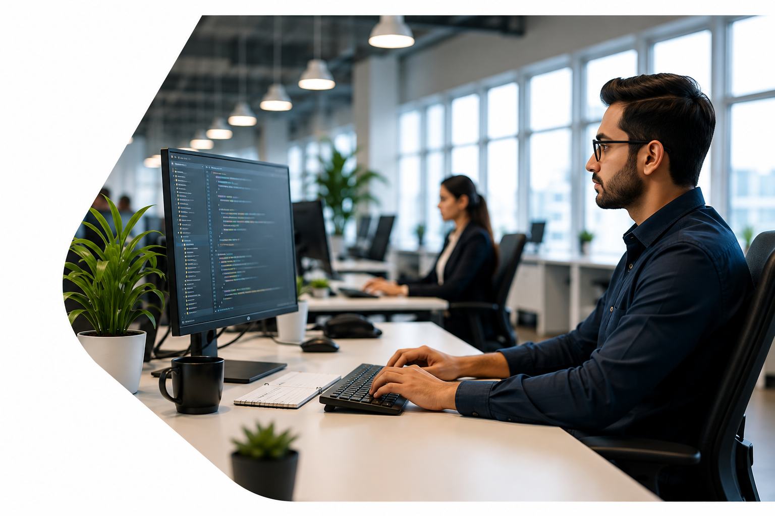 Intelicore engineer working in a modern office