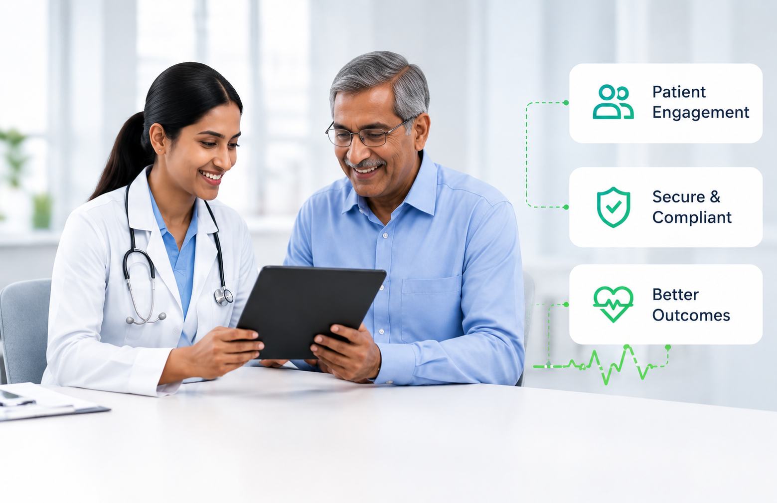 Healthcare professionals using digital technology