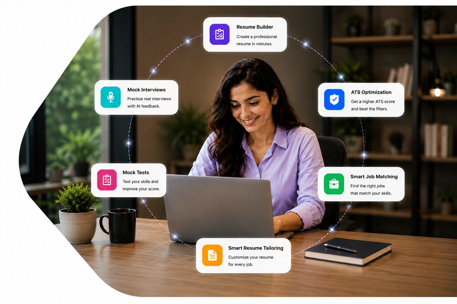 Professional using CareerBot AI career tools on a laptop